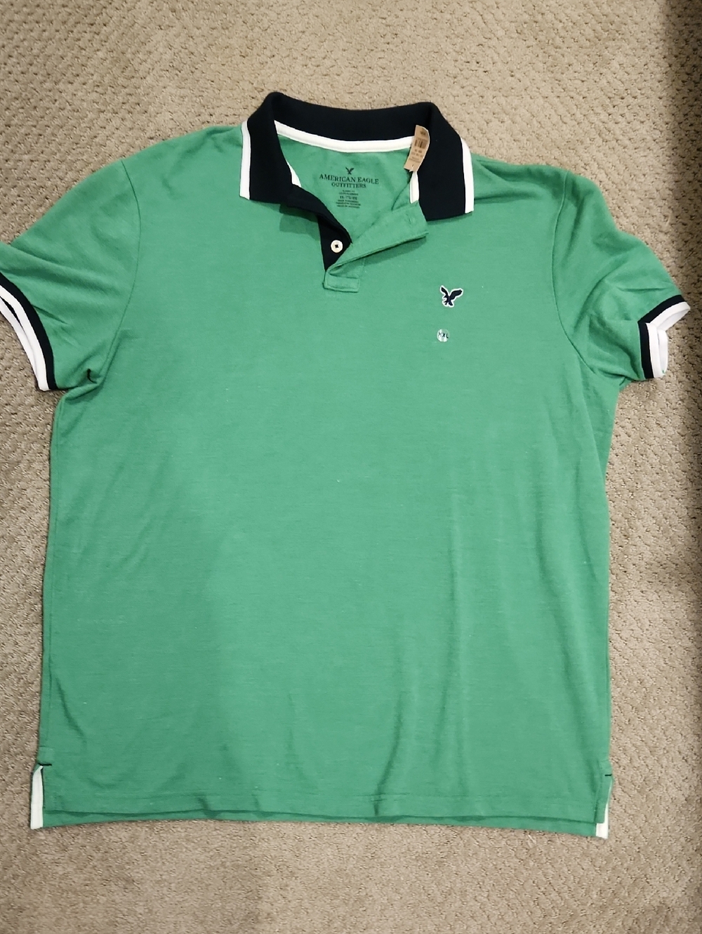 NEW/ VINTAGE American Eagle Outfitters Men’s Light Green Polo Black-Trim Collar